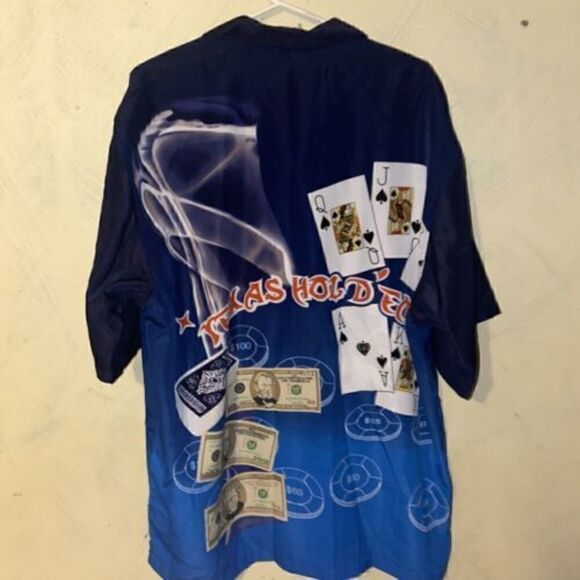 J/E/T STRTWR Texas Hold 'Em Casino Money Poker Size L Shirt S/S Button - Picture 8 of 12